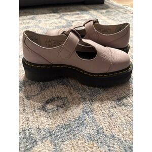 Dr Martens Bethan Pisa Leather Platform Mary Jane Shoes Sz 9 Vintage Taupe